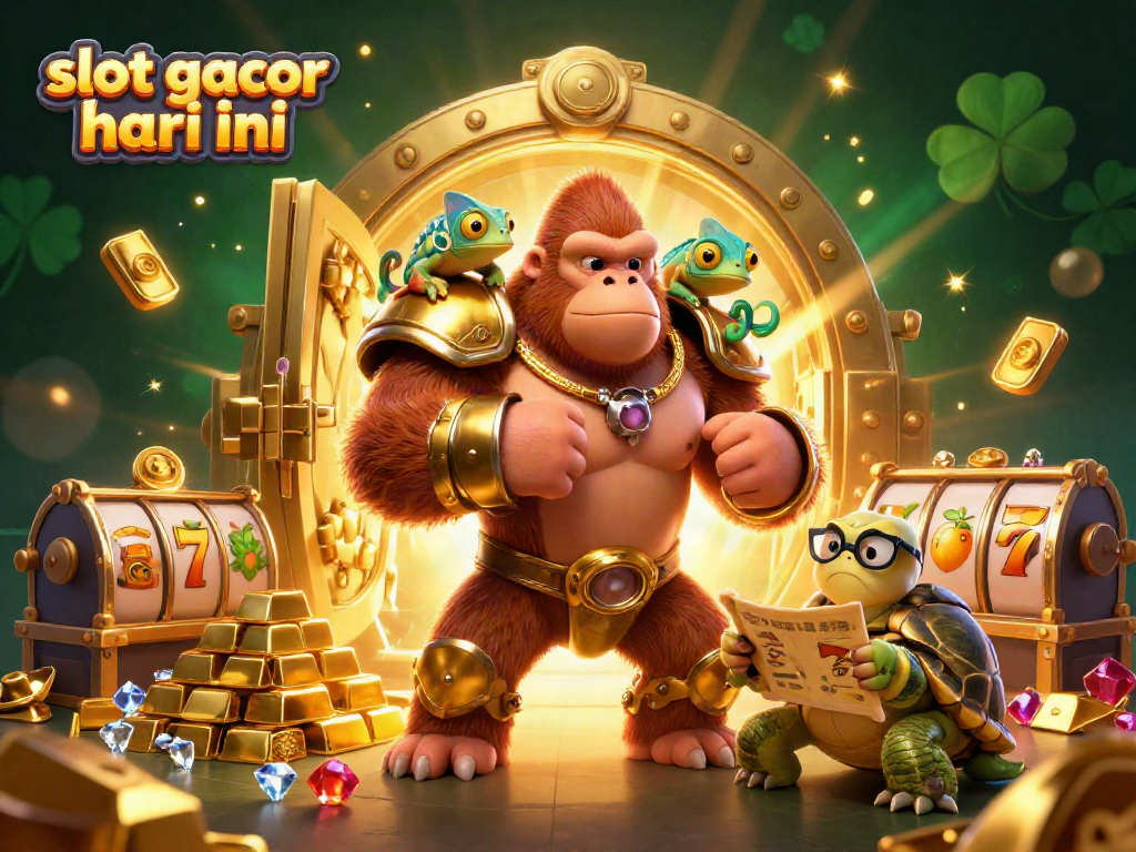 Menang besar dengan slot gacor hari ini, ilustrasi kasino yang menggembirakan dan penuh warna.