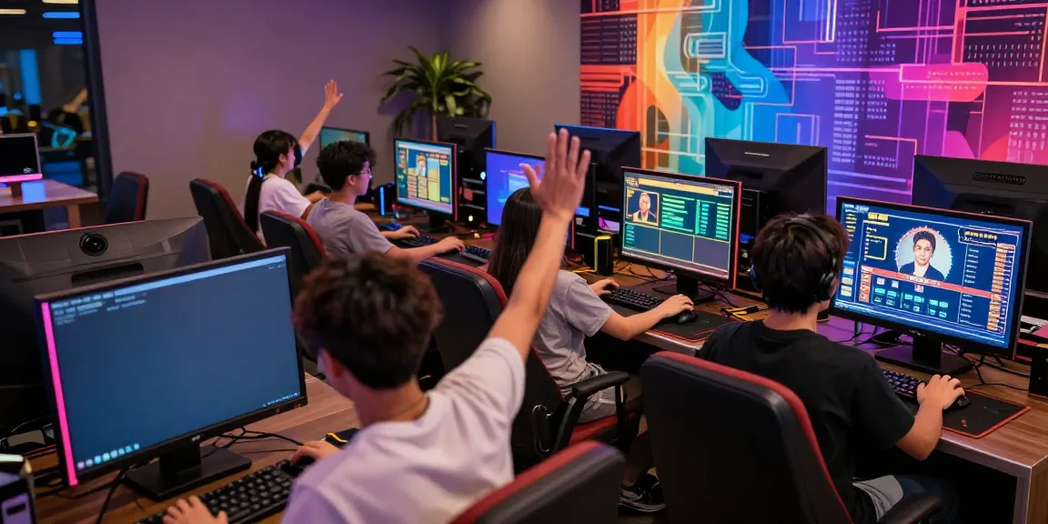 qqmacan players enjoying an exciting online slot game experience in a vibrant gaming lounge
