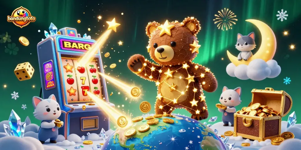 Engage with bandungtoto in this vibrant 3D illustration featuring dynamic casino elements.