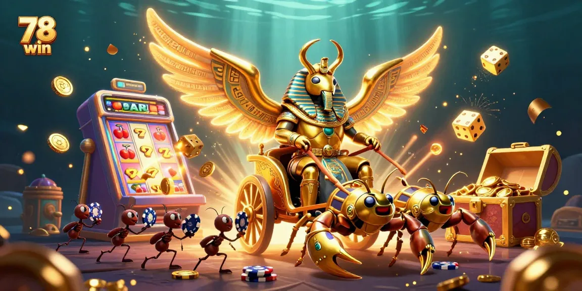 Experience game excitement with 78 win's dynamic casino scene filled with winning elements and vibrant visuals.