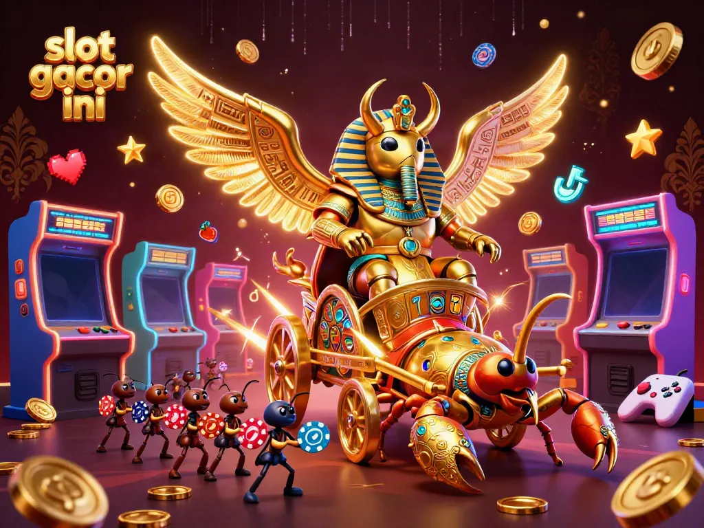 Spin to win with slot gacor malam ini in a dazzling 3D casino scene featuring dynamic gaming elements.