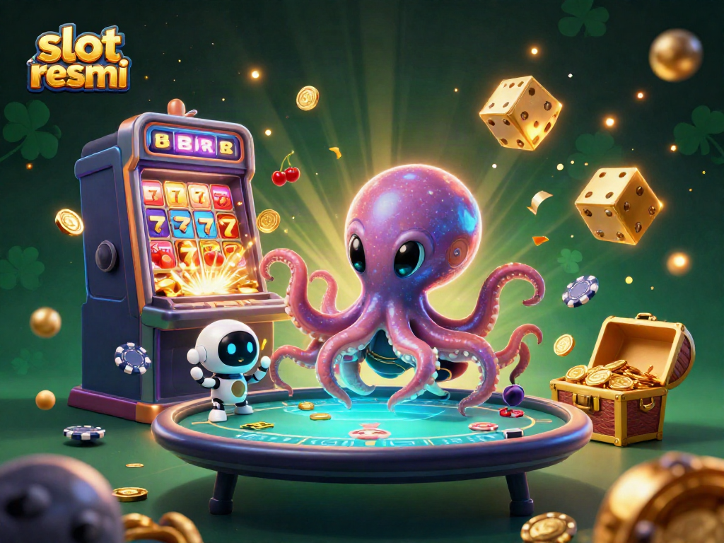 Slot resmi diilustrasikan dengan alien gurita dan robot di meja poker dengan jackpot melimpah