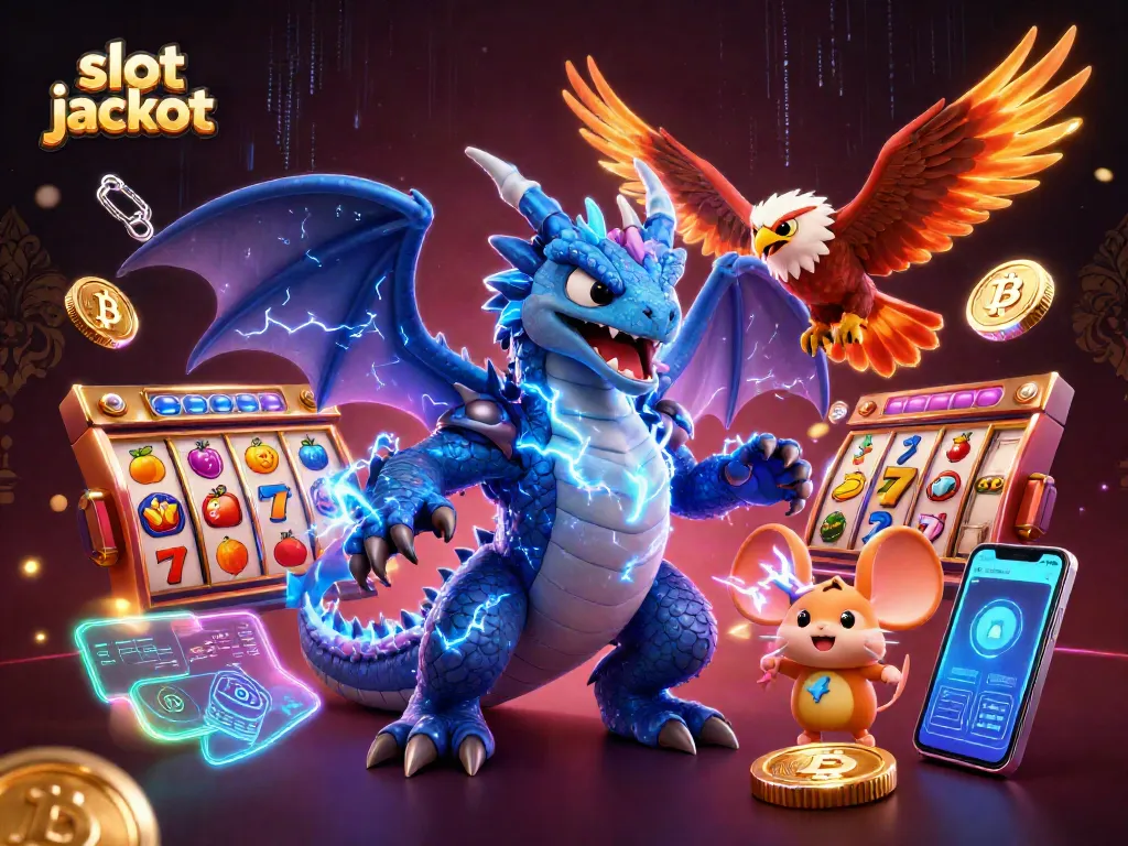 Spin the slot jackpot for big wins surrounded by vibrant 3D characters and dynamic casino elements.