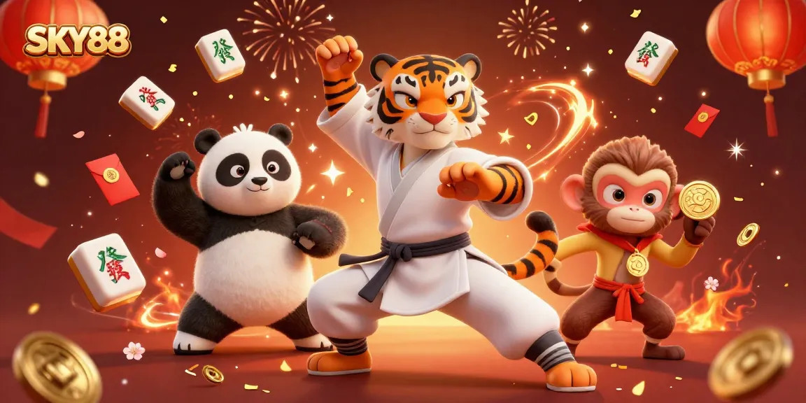 Engage in thrilling games at SKY88 with charismatic characters and vibrant casino elements.