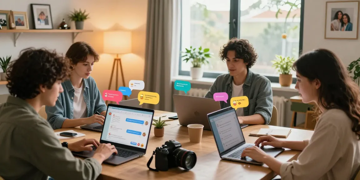 Engaging online chat scene highlighting شات دردشتي with diverse users interacting in cozy settings.