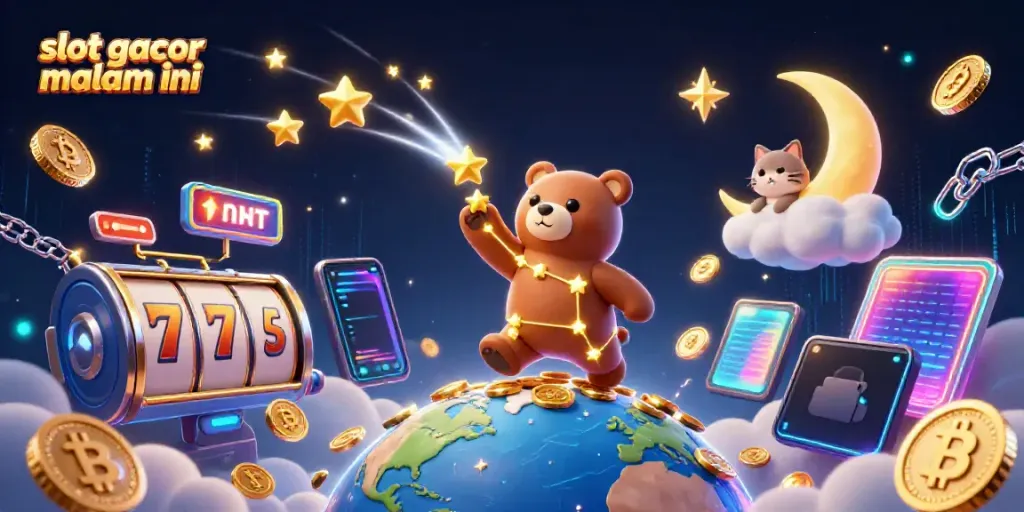Experience the thrill of slot gacor malam ini with vibrant 3D characters and dynamic casino elements.
