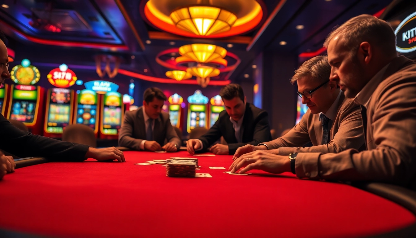 Menggoda kemenangan ARAHTOGEL di meja poker dengan pemain fokus dan suasana penuh ketegangan.