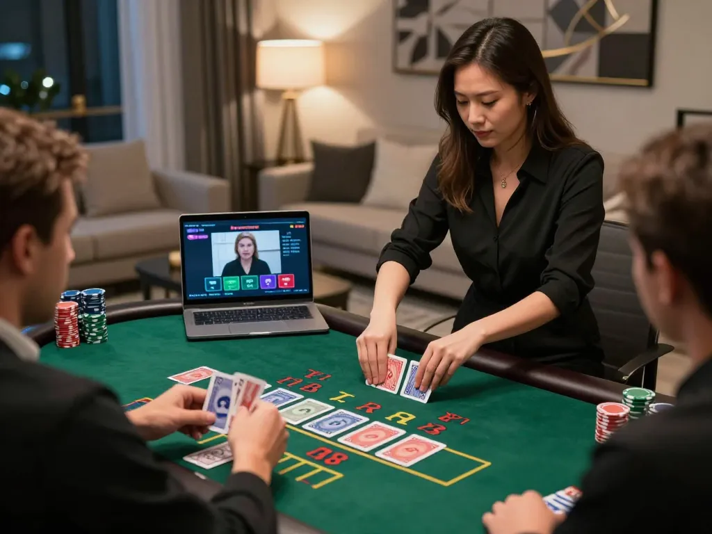 Players enjoying a live dealer game at TR88 casino, experiencing interactive blackjack action.