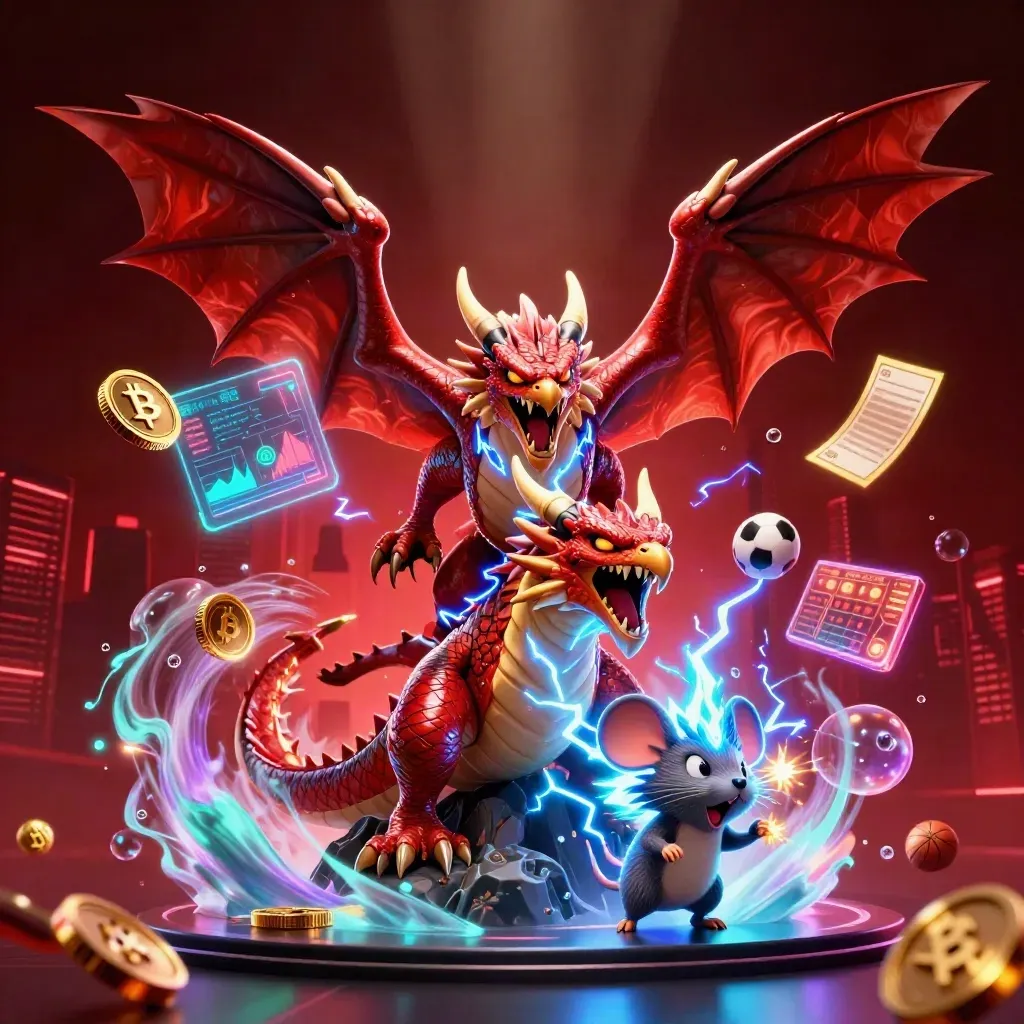 Thunder dragon, wind hawk, and static mouse amid neon coins, lightning, and casino energy.
