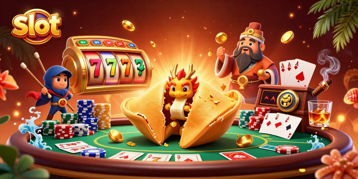 Experience thrilling slot gameplay with a magical dragon and fortune cookie scene, showcasing dynamic casino elements.