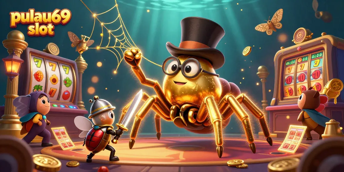 Spin the pulau69 slot with excitement as a golden tarantula weaves magic at the casino!