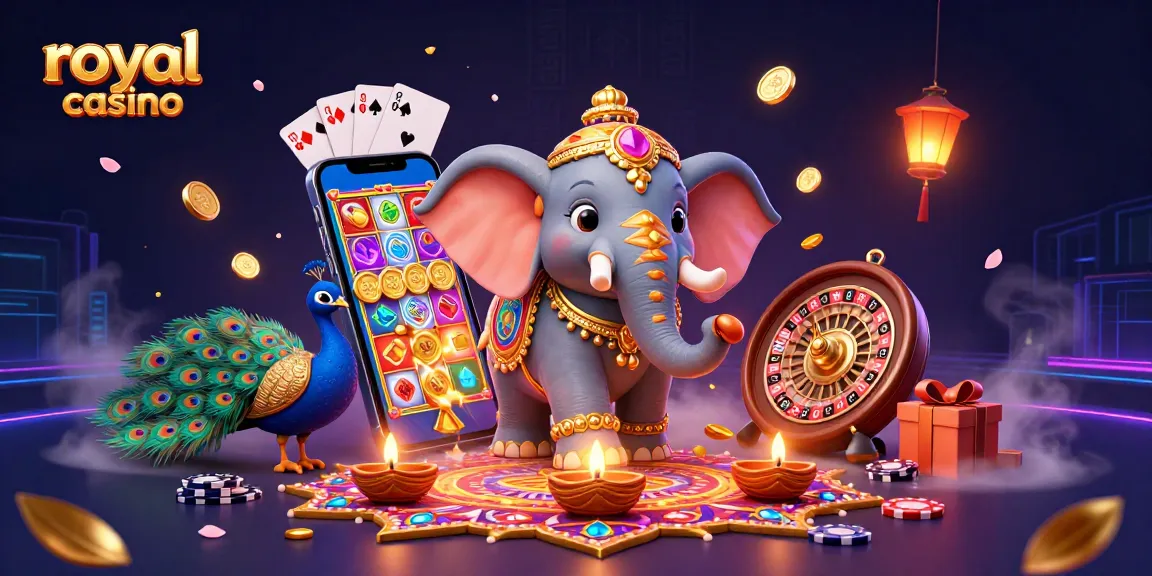 Engage with royal casino through vibrant slot games and immersive visuals featuring Diwali-themed characters.
