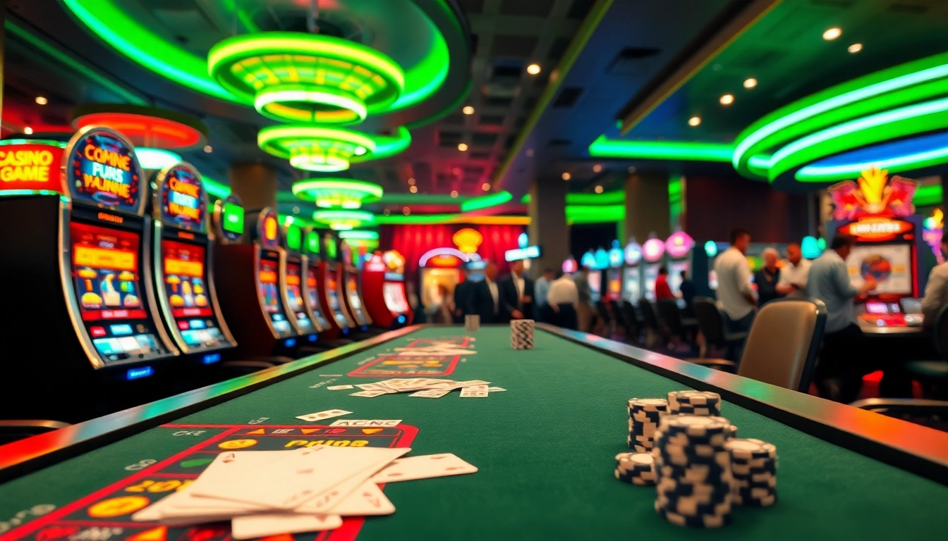 Engaging scene showcasing online casino games with vibrant colors and dynamic atmosphere.