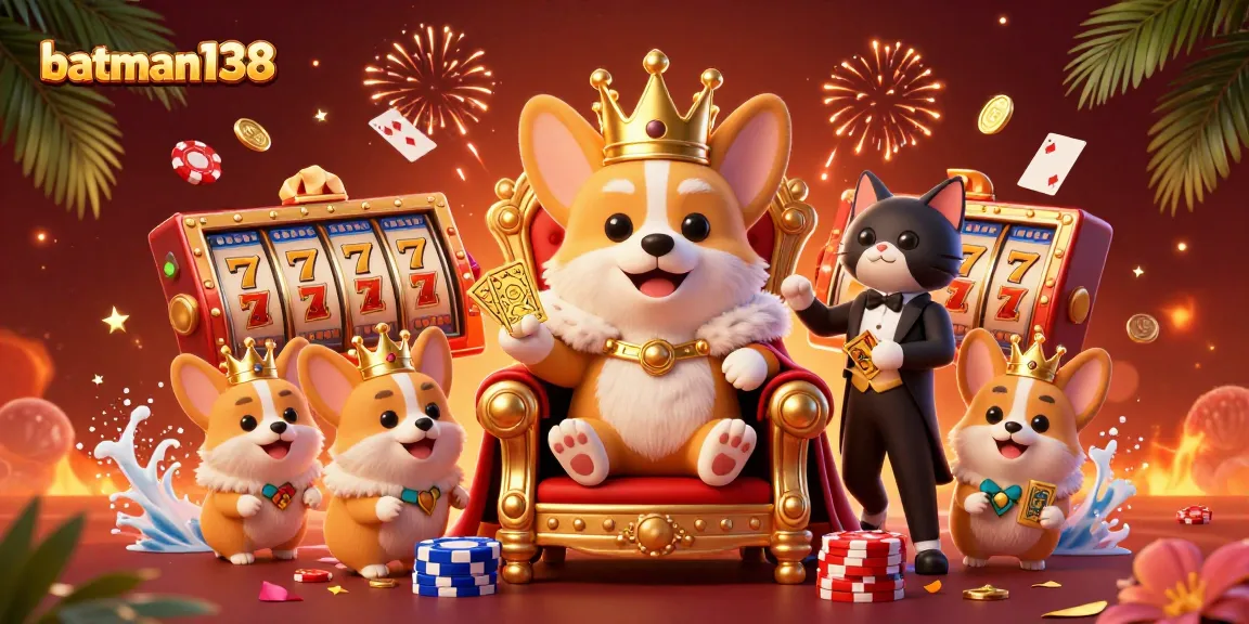 Memenangkan hiburan judi di batman138 dengan corgi kerajaan dan kartu emas yang penuh warna.