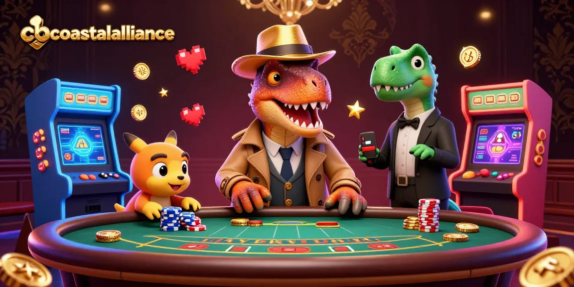 cbcoastalalliance offers interactive casino fun with a 3D velociraptor card counter illustration.