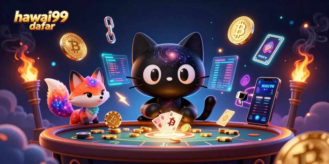 Engage in thrilling gameplay with hawai99 daftar at a cosmic casino illustrated scene.