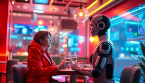 Engaging sex AI chat in a cozy virtual café with diverse avatars.