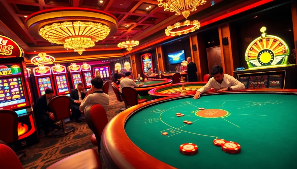 Experience the excitement of 88bet with vibrant casino gaming including poker tables and slot machines.