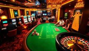 Engage in thrilling casino action featuring C168, poker tables, slot machines, and roulette wheels.