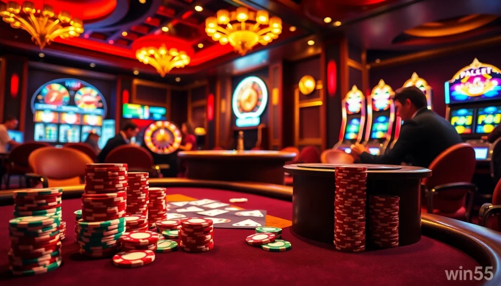 Experience the thrilling atmosphere of win55 with vibrant poker games and exciting slots.
