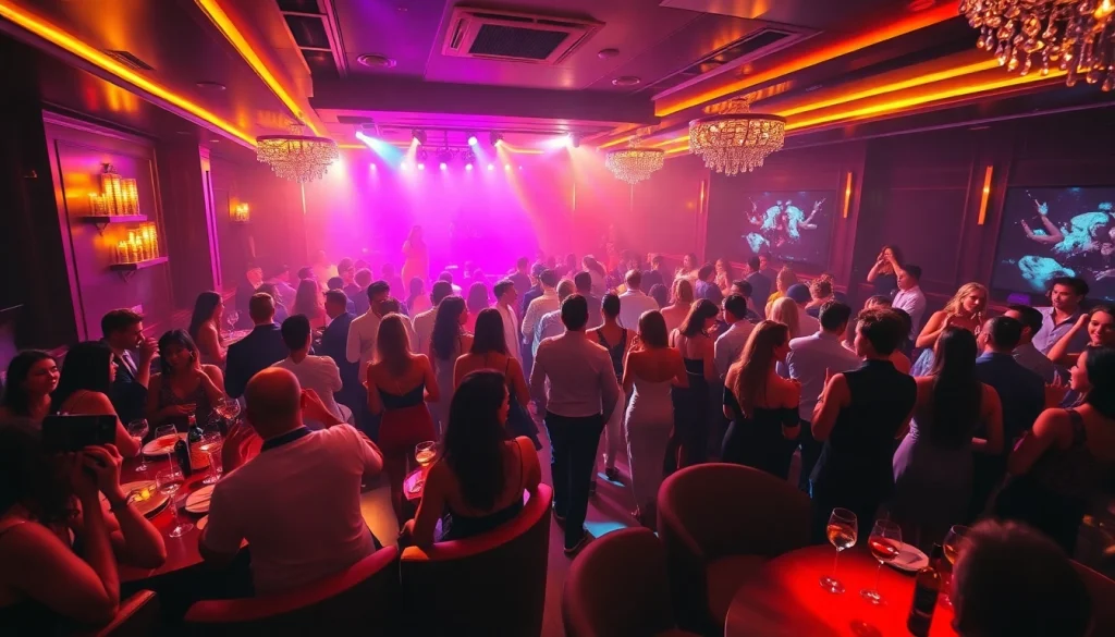 Night club sxm vibrant nightlife at Club Noir with dancers and cocktails.