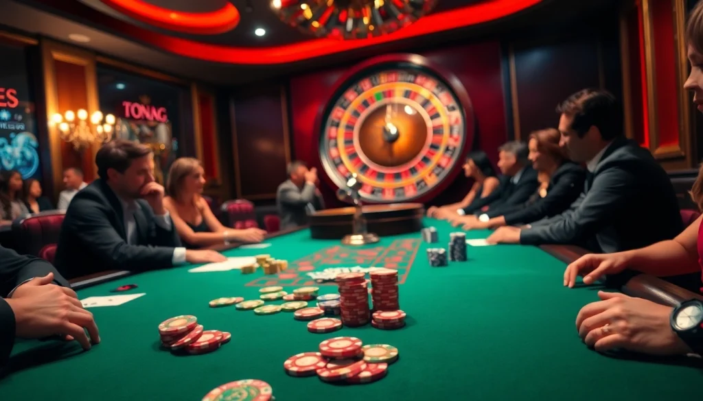 7xl סוכן players enjoying excitement at a colorful poker table in a luxury casino atmosphere