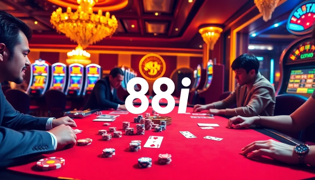 Experience the excitement of 88i at a luxurious casino table with poker chips and cards.