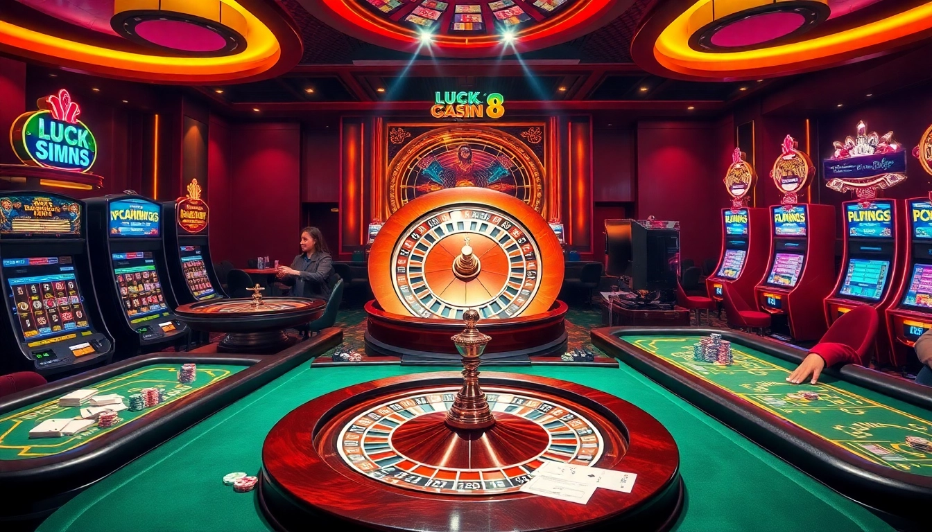 Experience a thrilling casino atmosphere with luck 8-inspired games and vibrant tables.