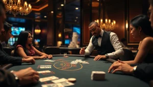 에볼루션 바카라에서 긴장감 넘치는 플레이 장면을 보여주는 찾으로 꾸며진 테이블