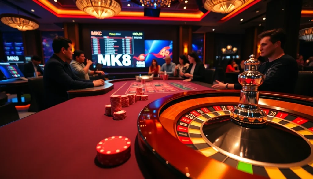Experience the thrill of MK8 betting with excitement around poker chips and a roulette wheel.