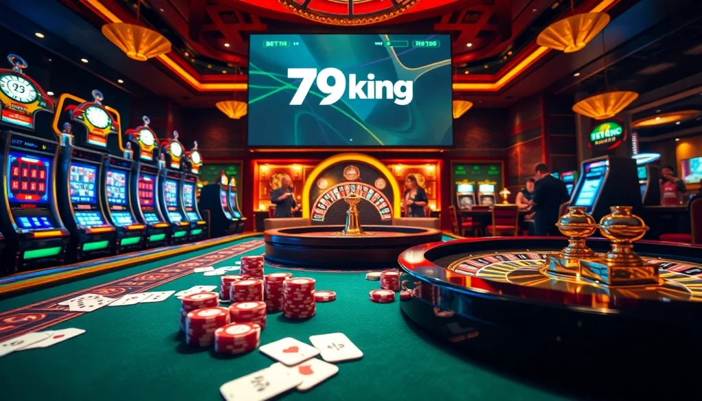 Players enjoy thrilling games at a casino while showcasing the excitement of 79king betting.