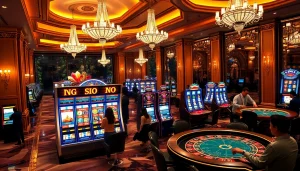 Players engaging with the gojekpot slot machine in an exciting casino atmosphere.