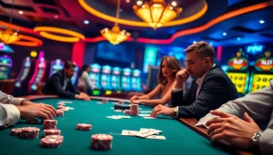 Experience the thrill of gambling with link okfun at an exciting poker table in a luxurious casino.