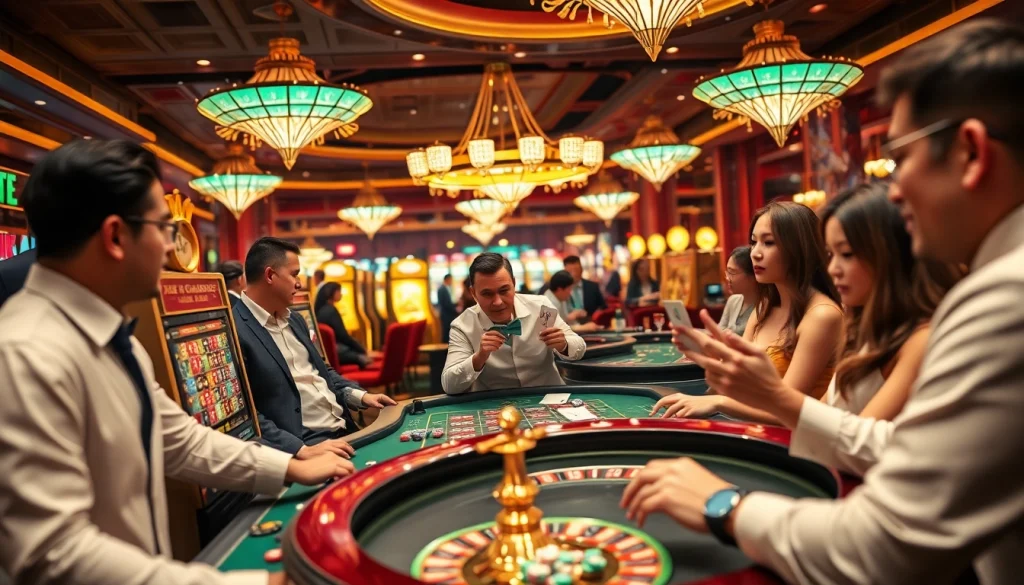 Players enjoy thrilling games at raja 88 themed casino tables, filled with excitement.