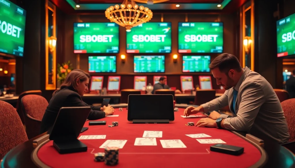 Experience thrilling betting action at SBOBET's luxurious gambling table.