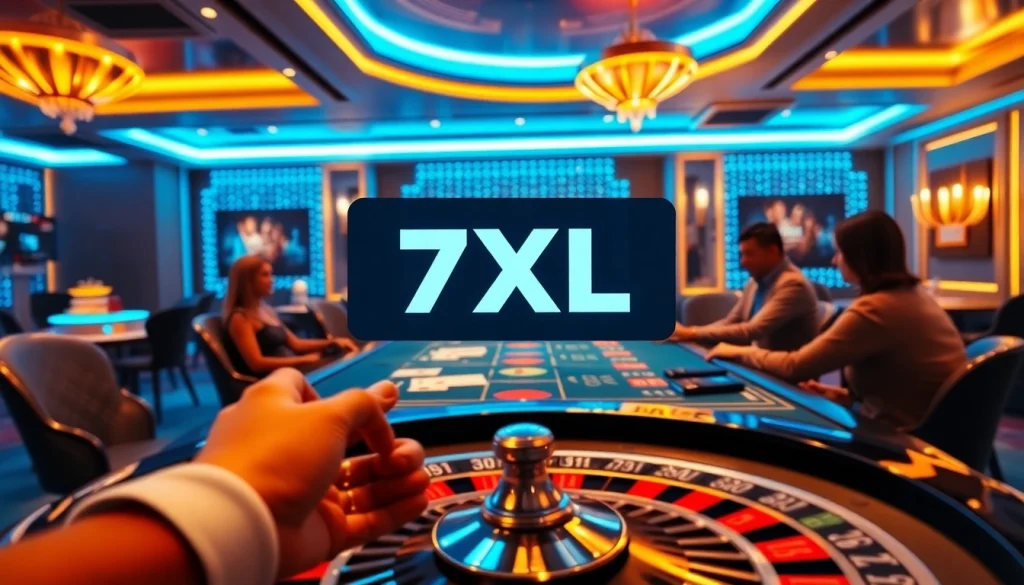 התרגשו מהורדת 7xl עם אלמנטים קזינו תוססים ושחקנים נהנים מפוקר.