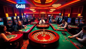 Engage in vibrant casino action with go88 featuring dynamic gaming tables and colorful chips.